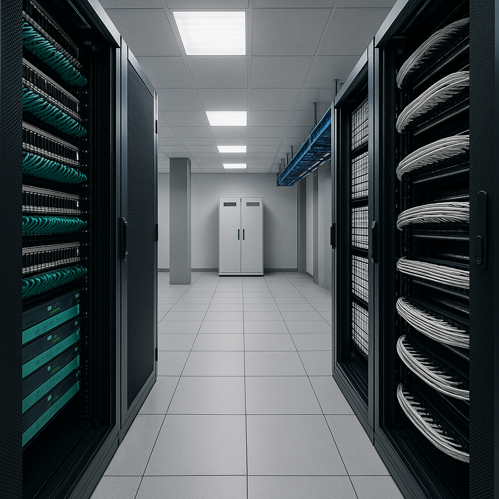 Sala de datos con sensores de ambiente y control de acceso